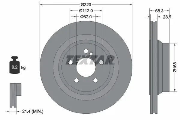 Disc frana, Mercedes-Benz Clasa E, Clasa Cls, Ø320 mm, Textar 92233705
