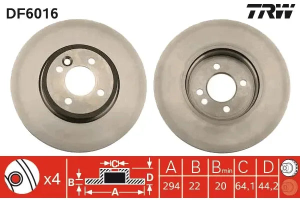 Disc frana, Mini Mini, Mini Cabriolet, Ø294 mm, TRW DF6016
