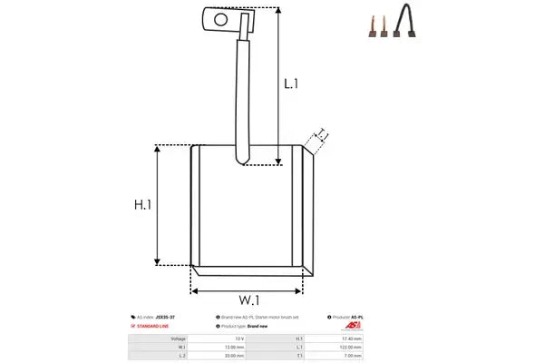 Perie electromotor, 92x72x20 mm, AS-PL JSX3537