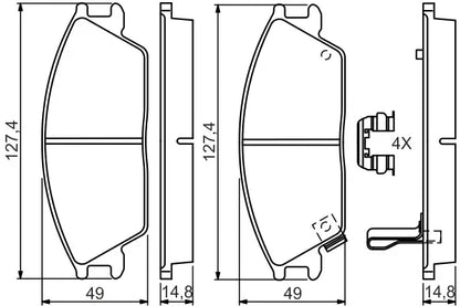Set placute frana disc, Honda, Hyundai, Subaru, 162x76x76 mm, Bosch 0986494620