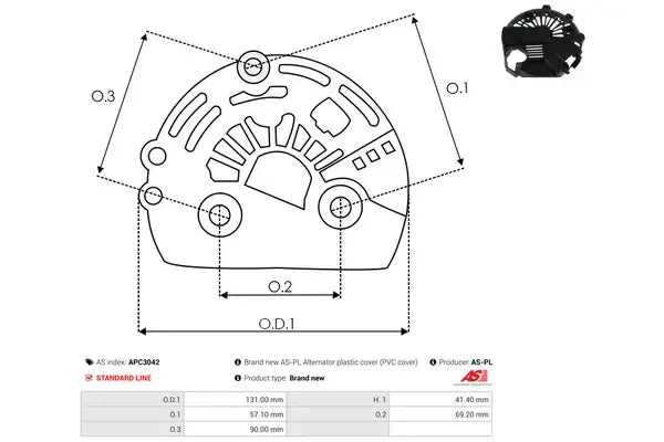 Capac protector alternator, 143x134x48 mm, AS-PL APC3042