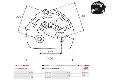 Capac protector alternator, 143x134x48 mm, AS-PL APC3042