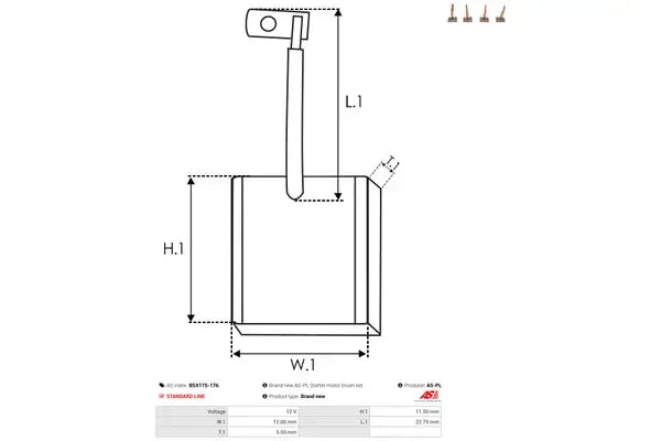 Perie electromotor, 94x58x28 mm, AS-PL BSX175176