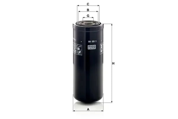 Filtru -Filter, Volvo, John Deere, New Holland, Deutz-Fahr, Fiat, Case Ih Fh, Fm, FH16, FH12, FM12, Fmx, FM9, FM7, Ts-a, 258x105x102 mm, Mann WH9803