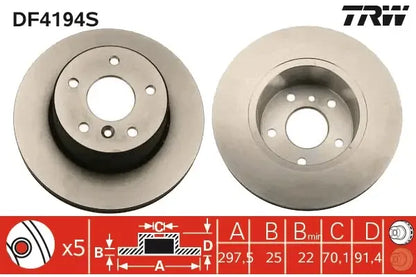 Disc frana, Land Rover Discovery, Ø298 mm, TRW DF4194S