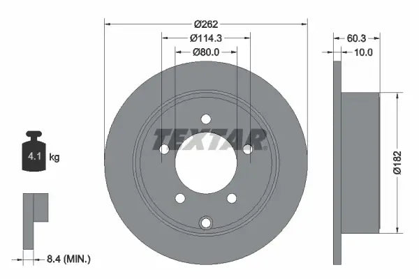 Disc frana, Jeep, Dodge, Chrysler Compass, Patriot, Caliber, Avenger, Sebring, Ø262 mm, Textar 92202903