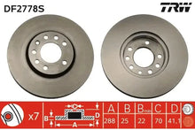 Disc frana, Lotus, Opel, Saab, Ø288 mm, TRW DF2778S