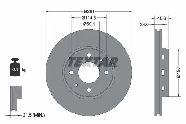 Disc frana Textar pentru Mitsubishi, Volvo - 92100403