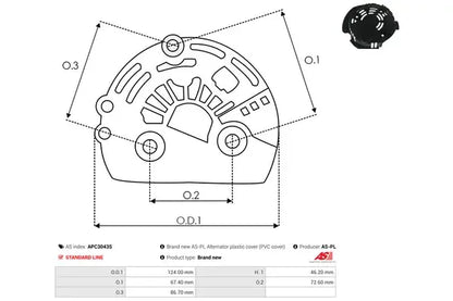 Capac protector alternator, Hyundai, 163x154x52 mm, AS-PL APC3043S
