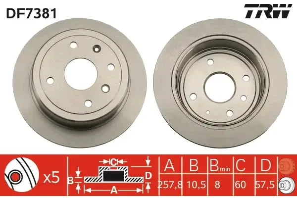 Disc frana, Chevrolet, Daewoo, TRW DF7381