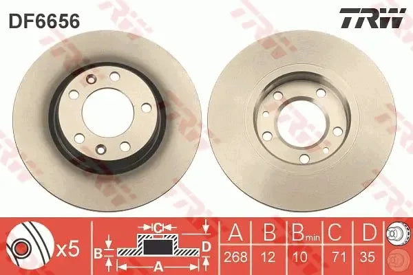 Disc frana, Citroen, Opel, Peugeot, Ø268 mm, TRW DF6656