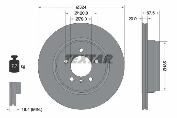 Disc frana, BMW Seria 7, Ø324 mm, Textar 92123103