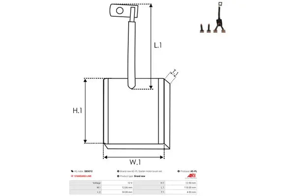 Perie electromotor, 94x82x26 mm, AS-PL SB5012