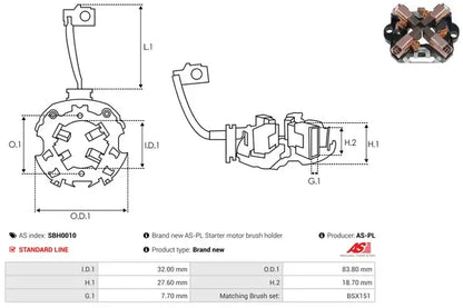 Suport perii, Volvo, 100x75x36 mm, AS-PL SBH0010