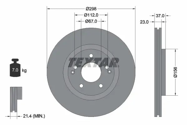 Disc frana Textar pentru Kg Mobility, Ssangyong - 92324903
