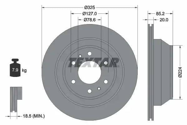 Disc frana, Isuzu, Chevrolet, Saab Ascender, Trailblazer, 9-7X, Ø325 mm, Textar 92271103