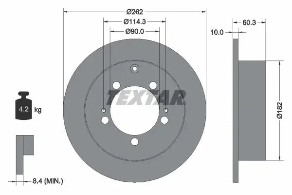 Disc frana, Mitsubishi, Chrysler, Dodge Outlander, Space Runner, Lancer, Lancer Vii Combi, Sebring Cupe, Eclipse, Ø262 mm, Textar 92136103