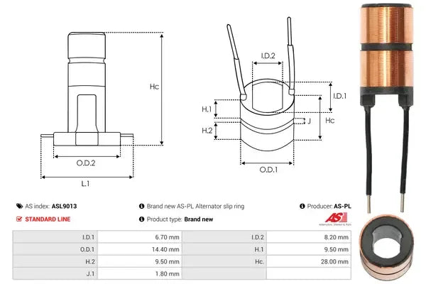 Colector alternator, Toyota, 94x32x22 mm, AS-PL ASL9013