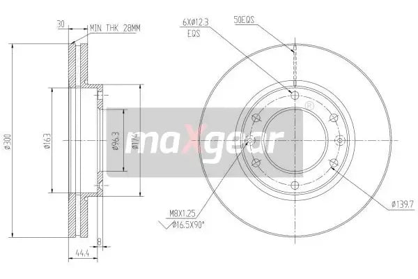 Disc frana, Hyundai, Ø300 mm, Maxgear 192231