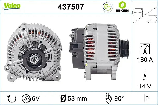 Generator alternator, Audi, 253x195x176 mm, Valeo VAL437507