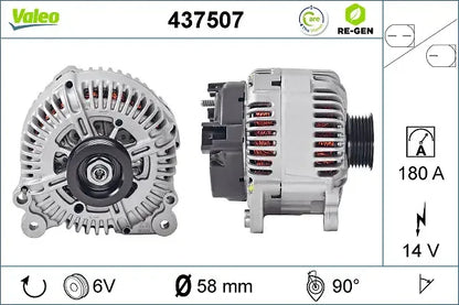 Generator alternator, Audi, 253x195x176 mm, Valeo VAL437507