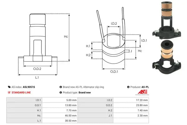 Colector, alternator As-Pl - ASL9051S