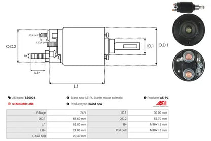 Solenoid electromotor, 239x85x78 mm, AS-PL SS0004