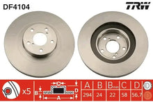Disc frana, Subaru Forester, Outback, Impreza Limuzina, Xv, Impreza Combi, Impreza Hatchback, Legacy, Brz, Legacy Iv Combi, Ø294 mm, TRW DF4104