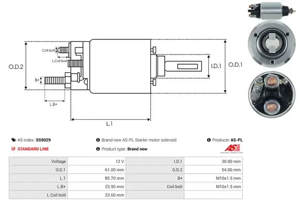 Solenoid electromotor, 234x84x83 mm, AS-PL SS9029