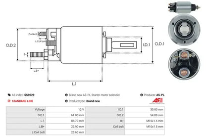 Solenoid electromotor, 234x84x83 mm, AS-PL SS9029