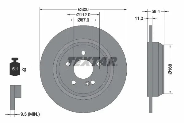 Disc frana, Mercedes-Benz Clasa S, Ø300 mm, Textar 92099403