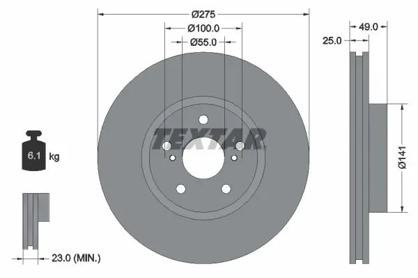 Disc frana, Toyota Celica Cupe, Ø275 mm, Textar 92173103