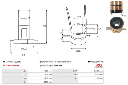 Colector alternator, 81x48x32 mm, AS-PL ASL9042