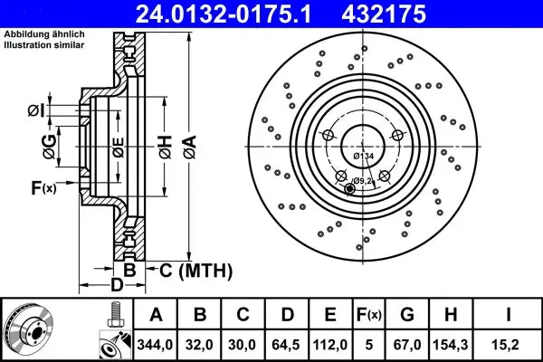 Disc frana, Mercedes-Benz Clasa Slk, Slc, Clasa E, Ø344.0 mm, TRW 24013201751