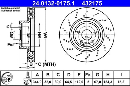 Disc frana, Mercedes-Benz Clasa Slk, Slc, Clasa E, Ø344.0 mm, TRW 24013201751