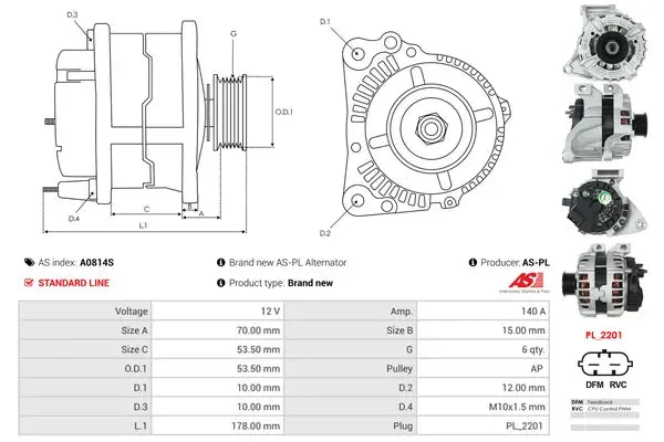 Generator / alternator As-Pl pentru Opel - A0814S