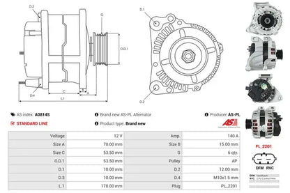 Generator / alternator As-Pl pentru Opel - A0814S