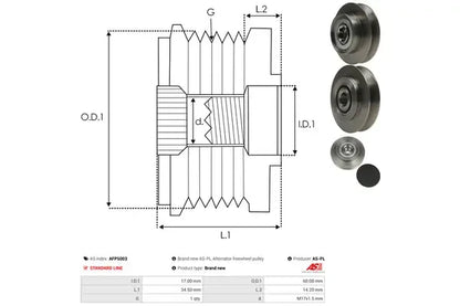 Sistem roata libera generator, Nissan, 138x80x78 mm, AS-PL AFP5003