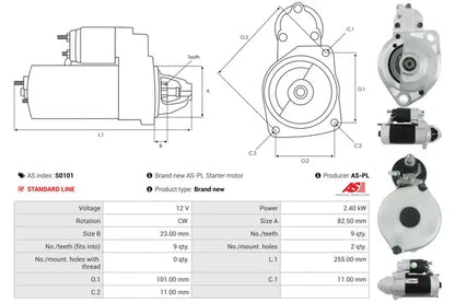 Starter, Maybach, Mercedes-Benz, 315x213x150 mm, AS-PL S0101