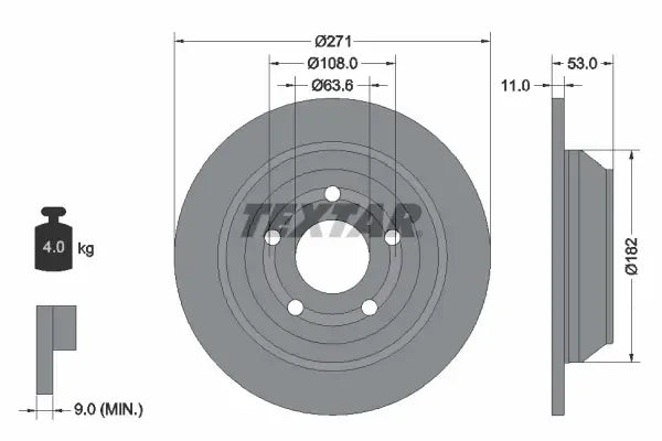 Disc frana Textar pentru Ford - 92327403